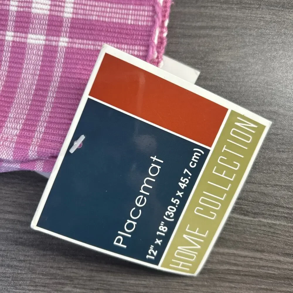 Pink Ribbed Woven Cotton Placemats 12x18 New W/ Tags India Set Of 5 White